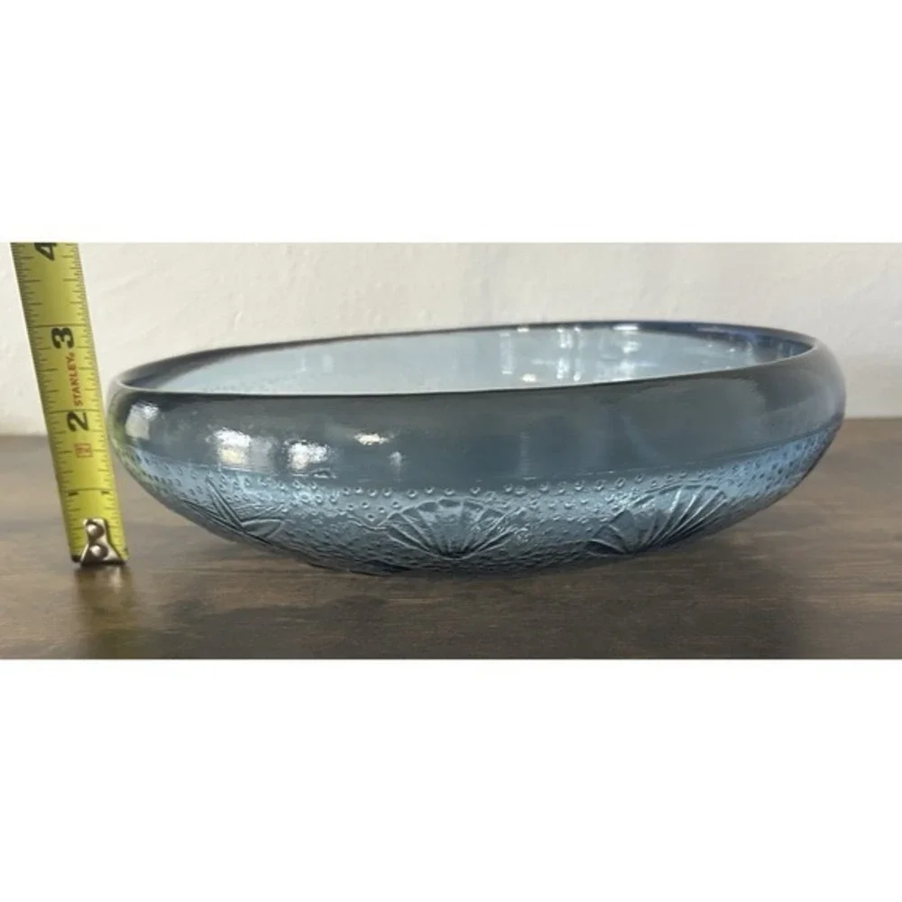 Large Blue Glass Decorative Bowl Shell & Starfish Design Sea Decor‎ Shell Dish